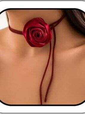 Red Flower Choker Necklace Great for Prom Wedding Party's New